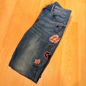 Embroidered Flower Jeans